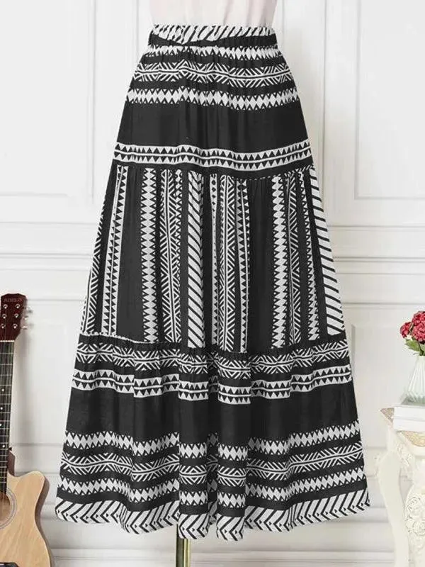 Women Ethnic Style Printed Prairie Skirt