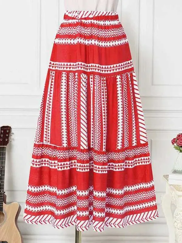 Women Ethnic Style Printed Prairie Skirt