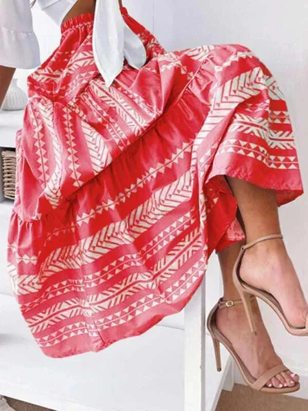 Women Ethnic Style Printed Prairie Skirt