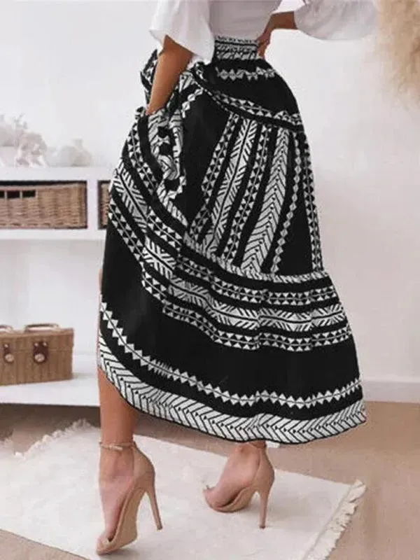 Women Ethnic Style Printed Prairie Skirt