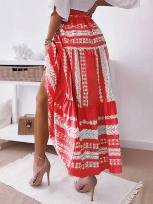 Women Ethnic Style Printed Prairie Skirt