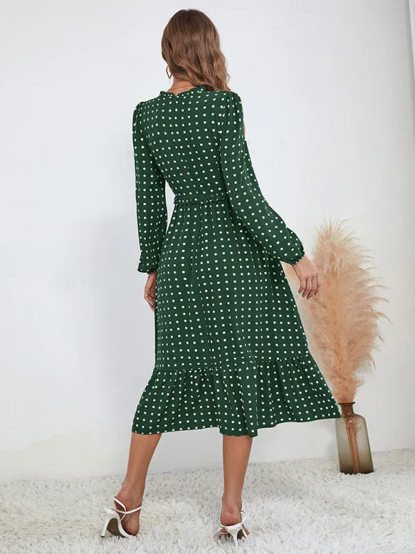 Women's Casual Midi Polka Dot Dress
