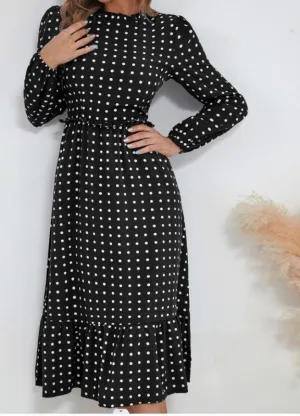 Women's Casual Midi Polka Dot Dress