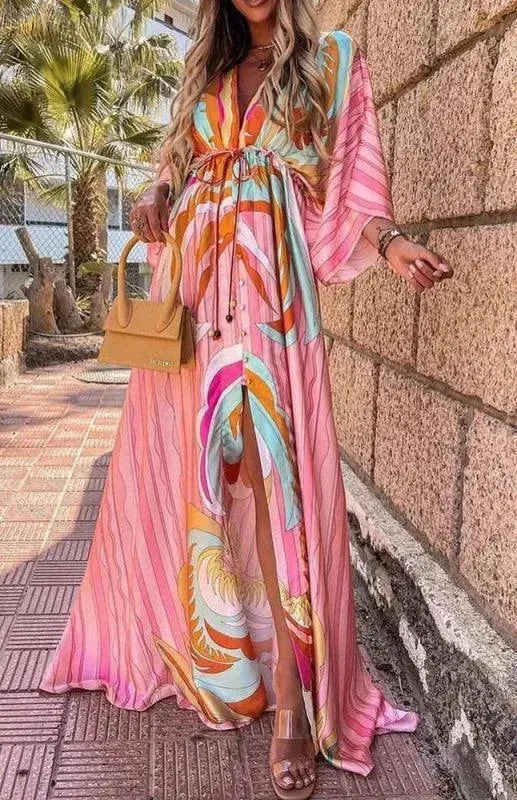 Womens Floral Chiffon Midi Dress