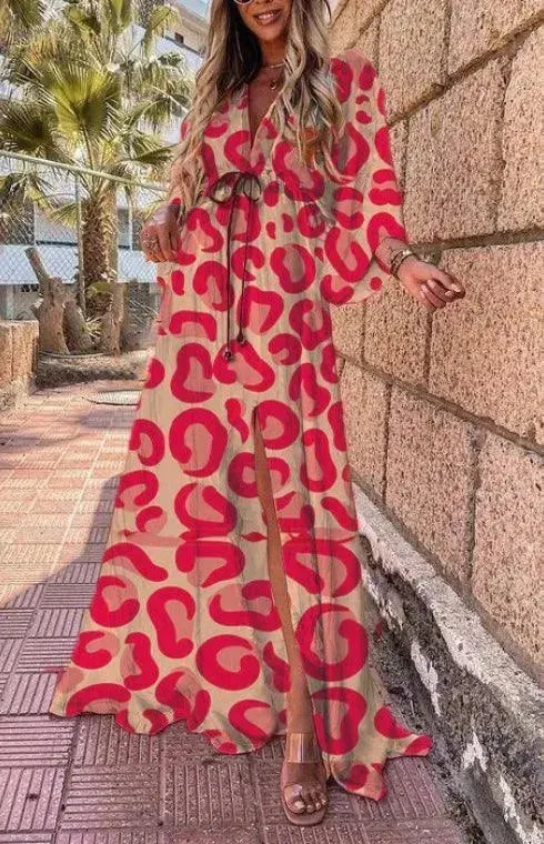 Womens Floral Chiffon Midi Dress